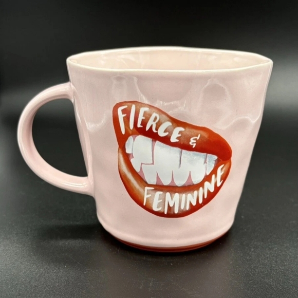 Pink & Red Glossy, Ceramic Mug, Fiercely Feminine, Coffee Cup NWOT - Picture 3 of 7